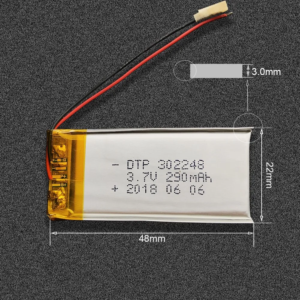 Wholesale 302248 290mAh 3.7V Rechargeable Ultra Thin Lipo Battery