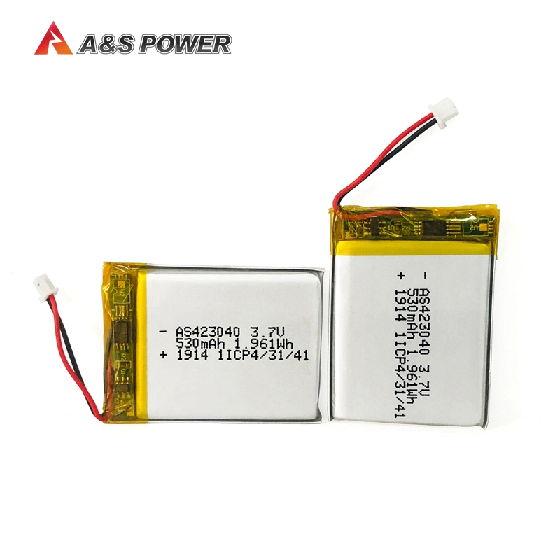 As423040 4mm Thickness 3.7V Ultra Thin Lipo Battery 530mAh Li-Polymer Battery