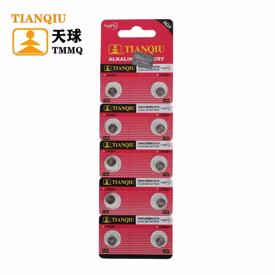 Tianqiu Lr626 AG4 alcalina 1,5V célula de botão bateria seca fábrica de zinco carbono