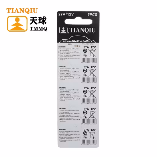 Tianqiu 27A alcalina 12V célula de botão bateria seca carbono zinco preço de fábrica